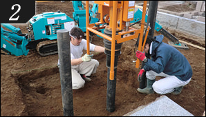 樹脂パイル杭打ち地盤改良工事写真⑦